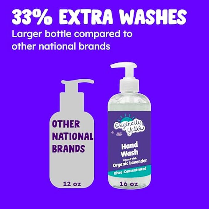 Originally Yellow PLANT-BASED HAND SOAP LIQUID ALCOHOL-FREE ALL NATURAL SOAP INFUSED WITH ORGANIC LAVENDER | GENTLE NATURAL HAND SOAP | PET & BABY-SAFE SOAP, 470 ML (1-PACK) - Image 4
